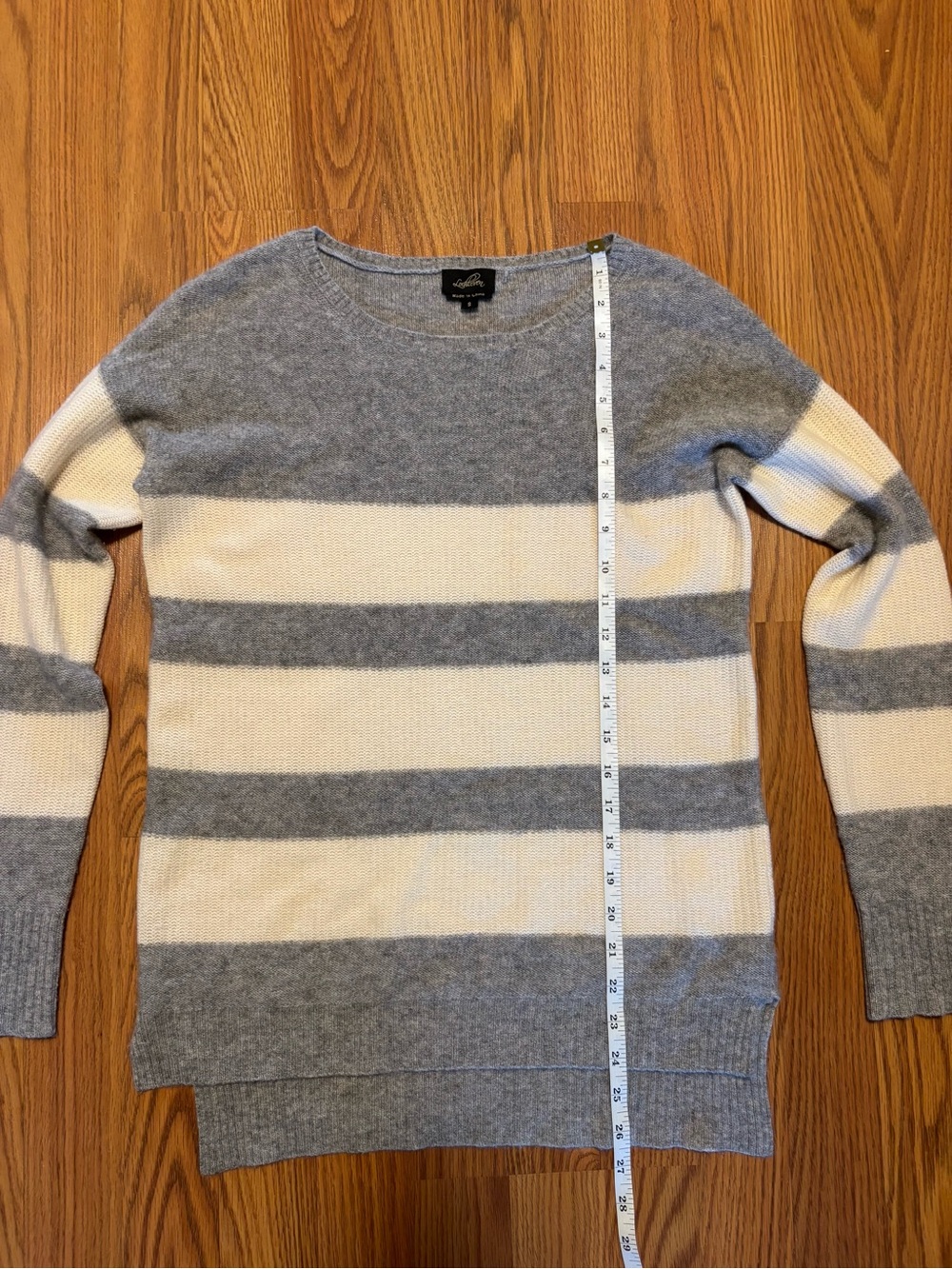 Cozy Striped Crewneck Sweater - Gray & Cream - Picture 3 of 8
